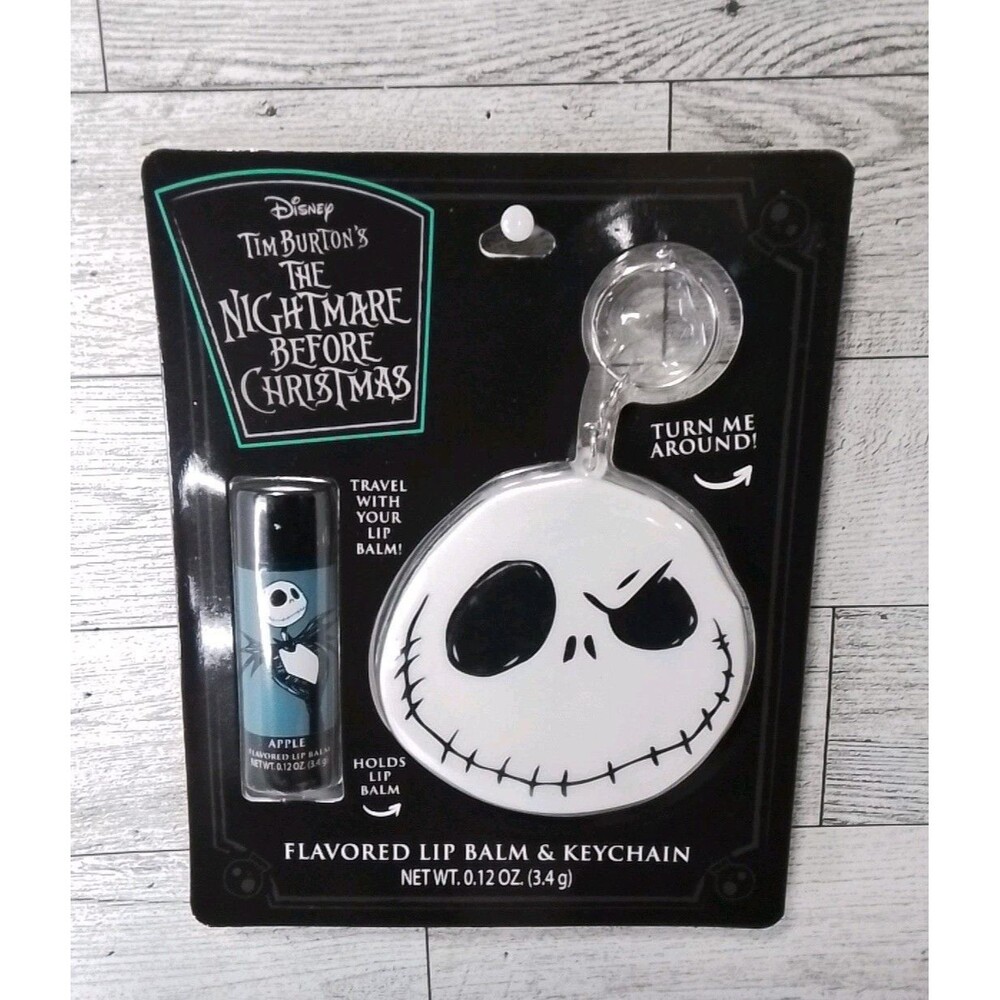 DISNEY THE NIGHTMARE BEFORE CHRISTMAS JACK Lip Balm Holder Keychain Set NEW
